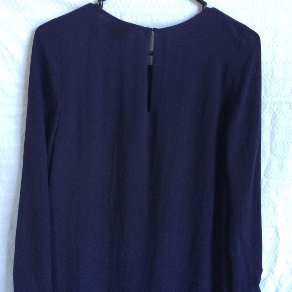 H&M Chiffon Shift Dress  Navy Blue Size 10 Lined Sheer Sleeves - Picture 10 of 14